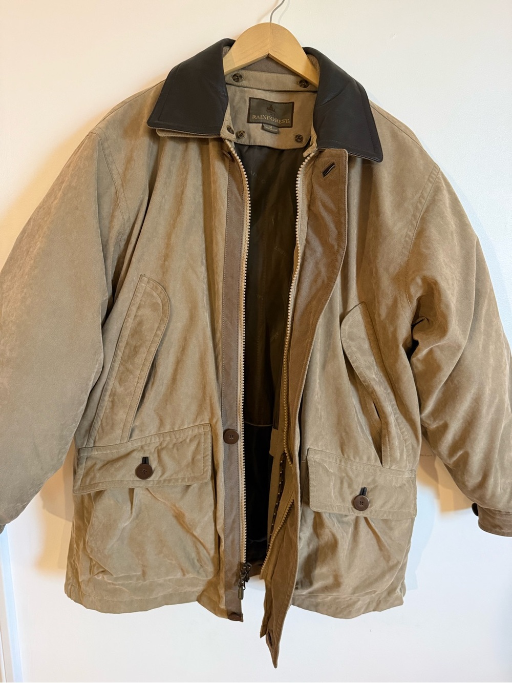 Rainforest Men’s M 2-in-1 Barn Field Jacket Down Liner Leather Collar